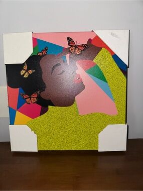 Colorful Butterfly Portrait Wall Art - Pink, Yellow, Black